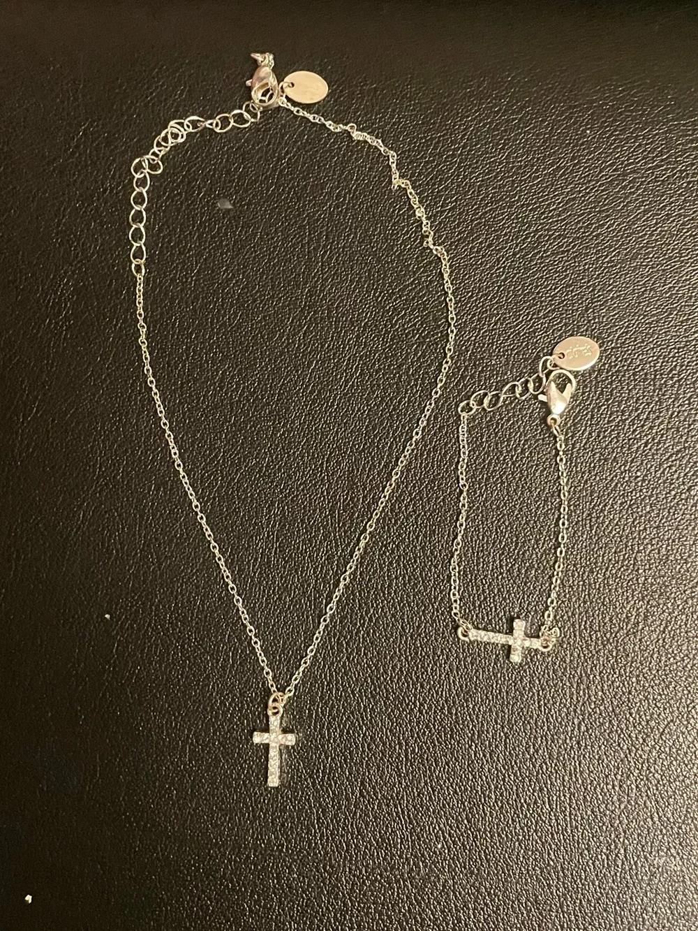 Claire’s Silver Cross Kids Necklace and Bracelet Set
